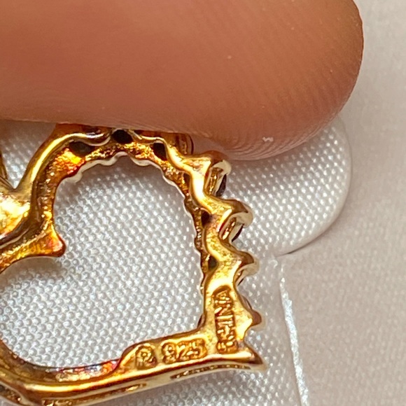 Gold over sterling silver blue sapphire necklace - Picture 4 of 4